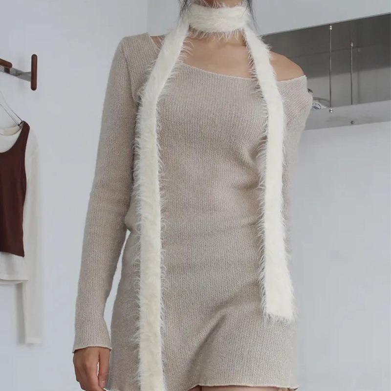 Boutique Spring New Solid Color Imitation Mink Sexy Knitted Scarf Fashionable Decoration Fashionable Versatile