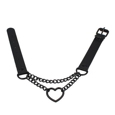 2025 Women Gothic Heart Choker Necklace Black Red Necklace PU Leather Collar Chains Maid Punk Cosplay Access