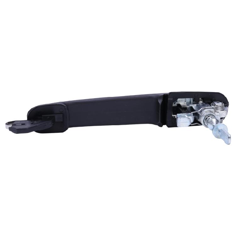 Black Exterior Vehicle Door Handle Assembly with Bolt-On Installation, Engineering-Plastic Construction and Integrated Lock Component 6N0837207