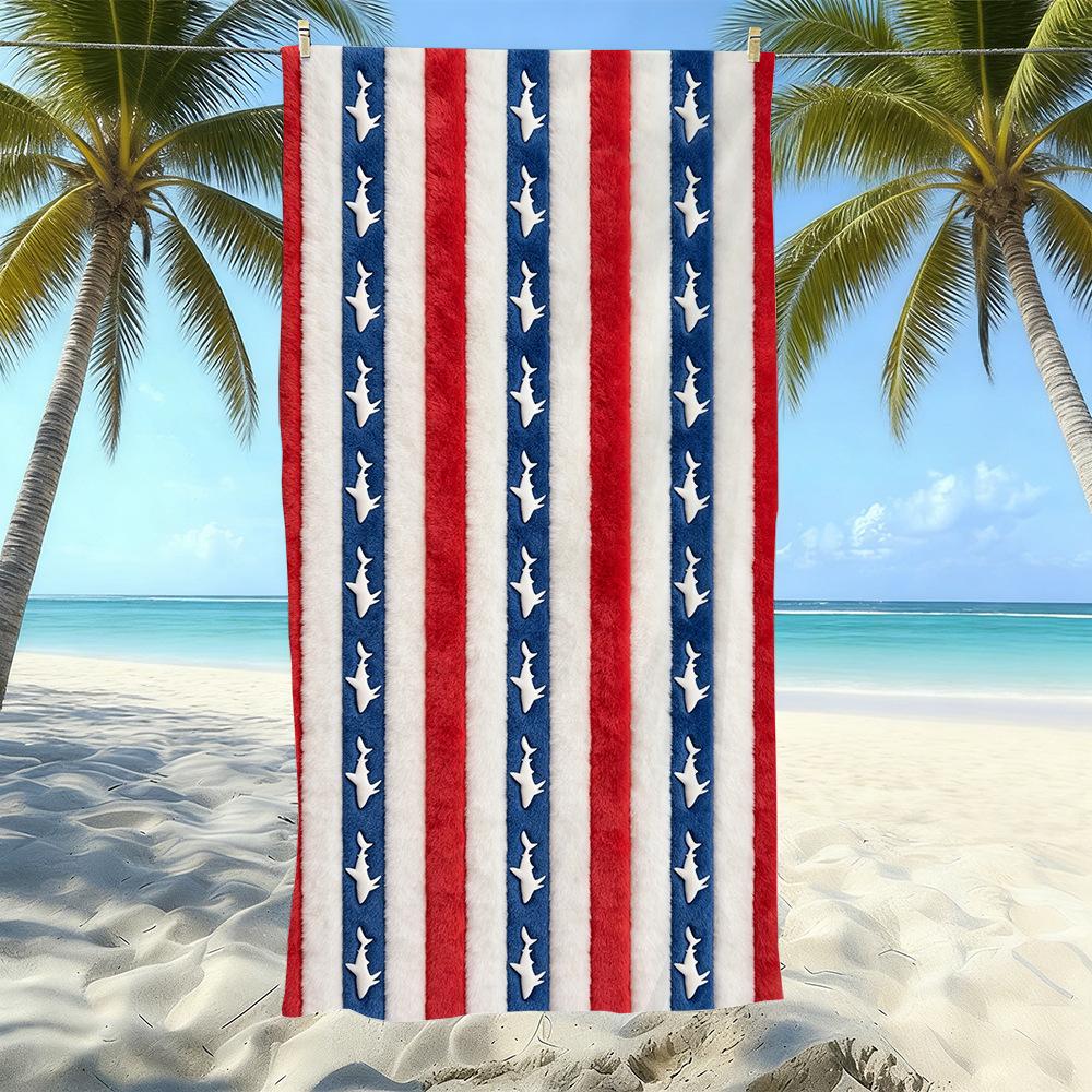 Populaire gestreepte bedrukte strandlaken Sneldrogend Zandvrij Volwassen Zwem Bad Handdoek Microvezel Handdoek