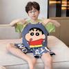 2026 Summer Boys' Nezha Cartoon Pajama Set - Round Neck, Short Sleeve, Lightweight Two-Piece for Indoor/Outdoor Wear.