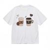 Women's Comfortable Classic T-Shirt Brown and White Mug Design with Bean Pattern