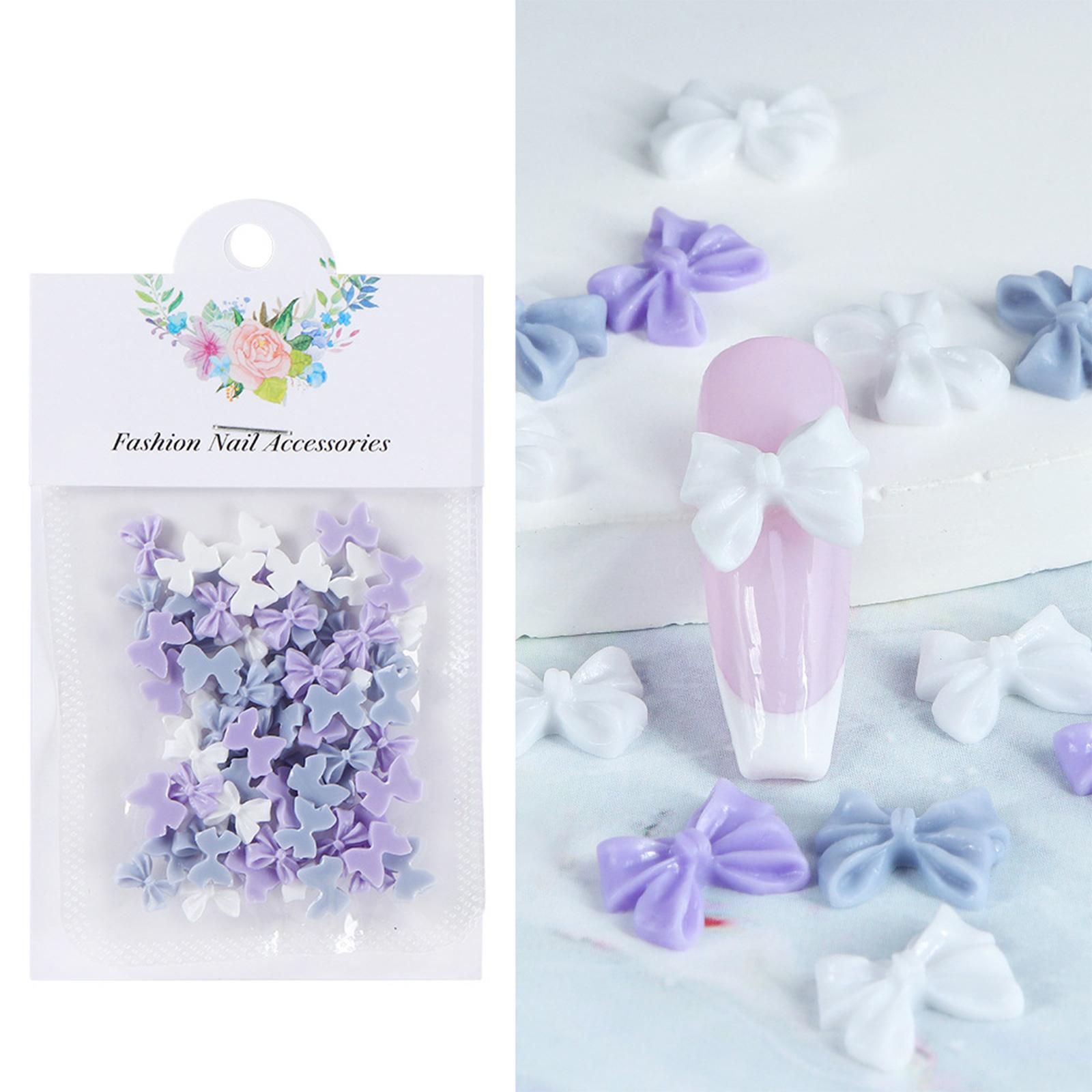 

50 шт. разноцветных 3D-подвесок-бантов для ногтей с плоской задней частью из смолы, украшение для ногтей в виде банта, персонализируйте свой стиль ногтей 2