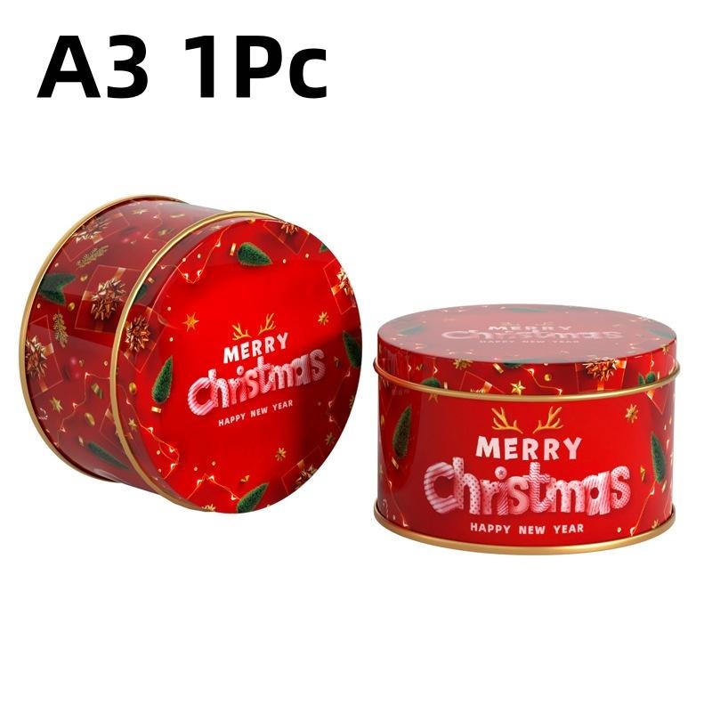 Christmas Tinplate Candy Tin Can Metal Box Cartoon Elk Santa Claus Letter Printed Xmas Candy Cookie Tea Storage Gift Case