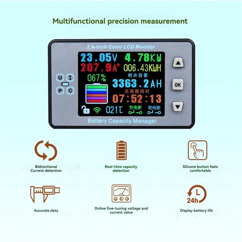 NEU-Kabelloser Bluetooth Coulometer Batteriekapazitätstester Amperemeter Voltmeter Mit 2,4-Zoll-Farbbildschirm Für Elektroauto Wohnmobil