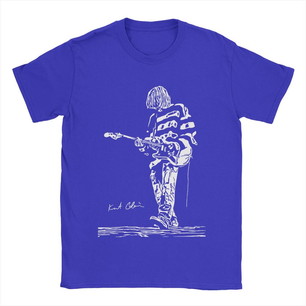Kurt Cobain Guitar Men's T Shirts Cool Tee Shirt Short Sleeve Crewneck T-Shirt 100% Cotton Classic Clothing
