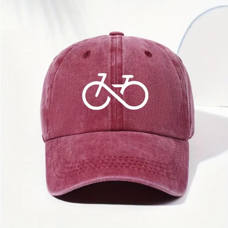 Baseballkappe mit Vintage-Fahrradaufdruck und weißem geometrischem Design für Laufen, Wandern und lässigen Streetstyle