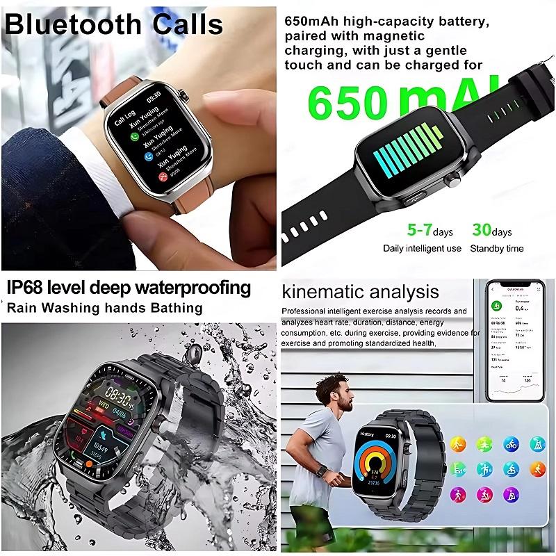 Montre Intelligente ECG+PPG Appel BT Rappel Push Examen Physique Montre de Santé Pression Artérielle Acide Urique Oxygène Sanguin Sport Montre Intelligente