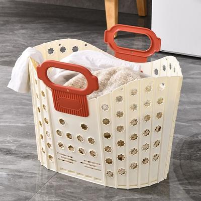 Plastic Dirty Clothes Basket Folding Wall-mounted Laundry Basket Hand-held Durable Portable Laundry Basket Bathroom Storage