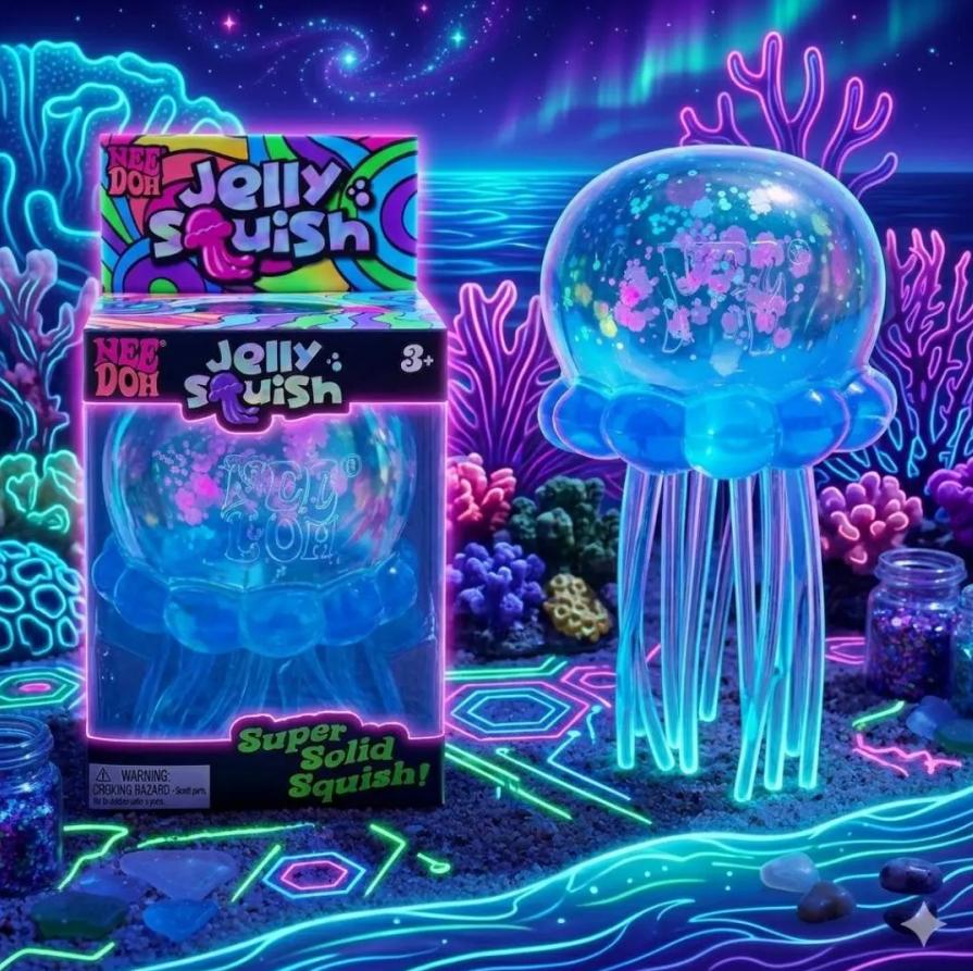 Needoh Jellyfish Squish Toy Fidget Toy Water Sensory Squishy Stress Relief Squeeze Toy Kids Adults Blind Box