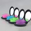 Portable Folding Travel Makeup Soft Scalp Hair Brush Massager Comb with Mirror