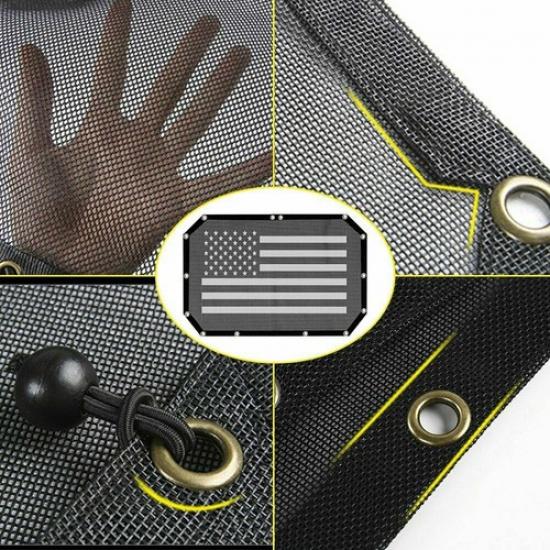 Front Mesh Sunshade Top Cover Sun Protecter US Flag for Jeep Wrangler JK 2007-17