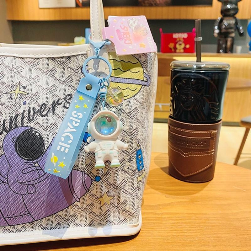 Fashion Space Astronaut Keyring Sunset Projector Light Keychain Pendant Female Couple Bag Ornament Keychains Gifts