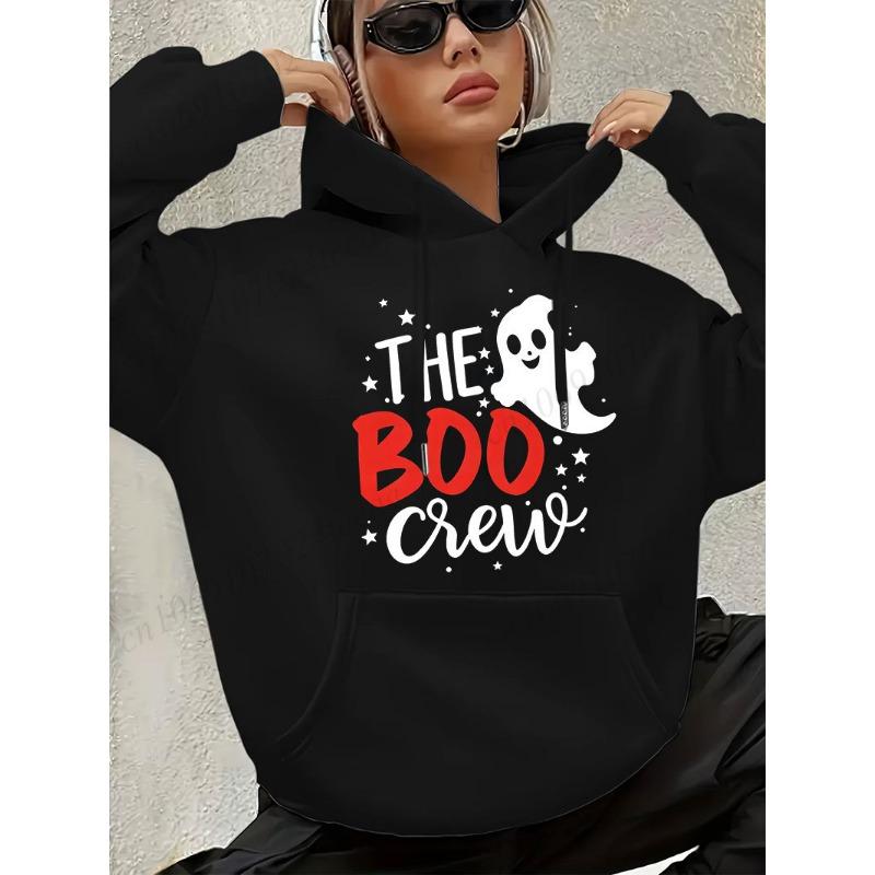 Hoodie for Women THE BOO CREW Halloween Family Matching Outfits Pastel Halloween Rainbow Ghost Print Pumpkin Graphic Sweatshirt