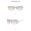 Frameless diamond sunglasses female Spice Girl concave shape ins Internet celebrity sunglasses UV protection large frame thin