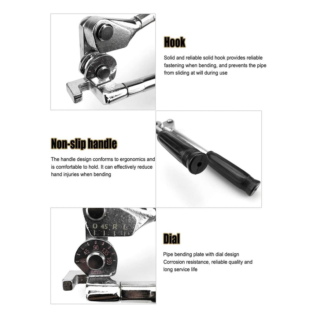 180° Pipe Bender, 6mm Tube Bending Tool for Bending Copper, Aluminum, Thin Stainless Steel, and More