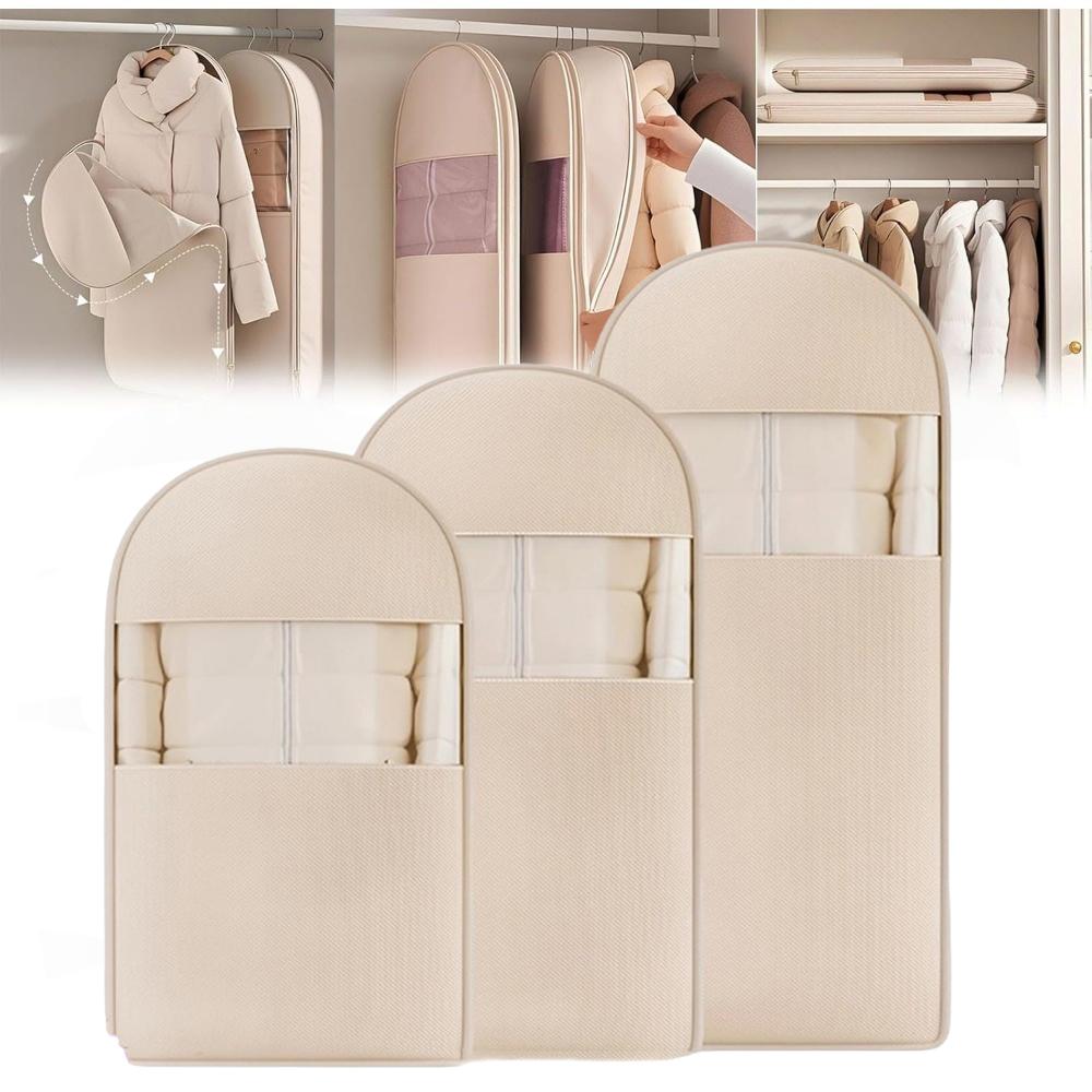 Down Jacket Compression Dust Cover Wardrobe Clothes Space Saving Hanging Garment Bag Compression Storage Bags Hanging Cover Bag