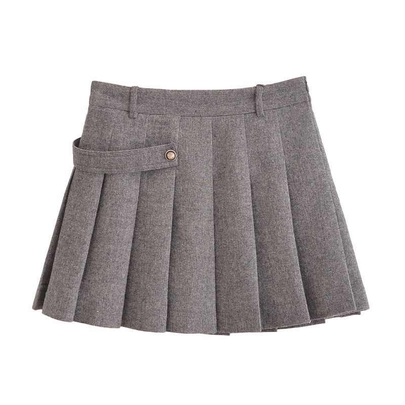 Kaslead New Arrival Women's Fashion Style Decorated Row Button Blended Outwear Skirt 0034250 0034251