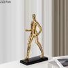 Creative Running Figures Statue Desk Decoration Crafts Ornaments Gold-plated Character Ceramic Sculpture Room Aesthetic Decor