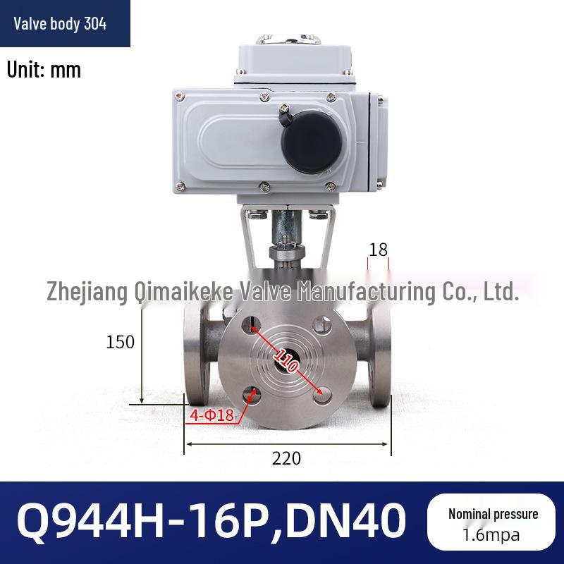 Stainless Steel Electric Three-Way Flanged Ball Valve Q944/5F-16P LT Type