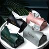 Simple Leather Tissue Case Napkin Holder Storage Container Car Tissue Box Solid color minimalist Home Living Room Decoration