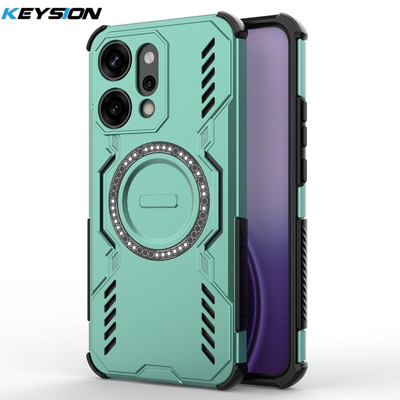 

KEYSION Hollow Heat Dissipation Case for OPPO Reno 14 Pro 5G Silicone+PC Magnetic Cooling Shockproof Phone Cover for OPPO Reno14 for Reno14 Pro 5G зелёный