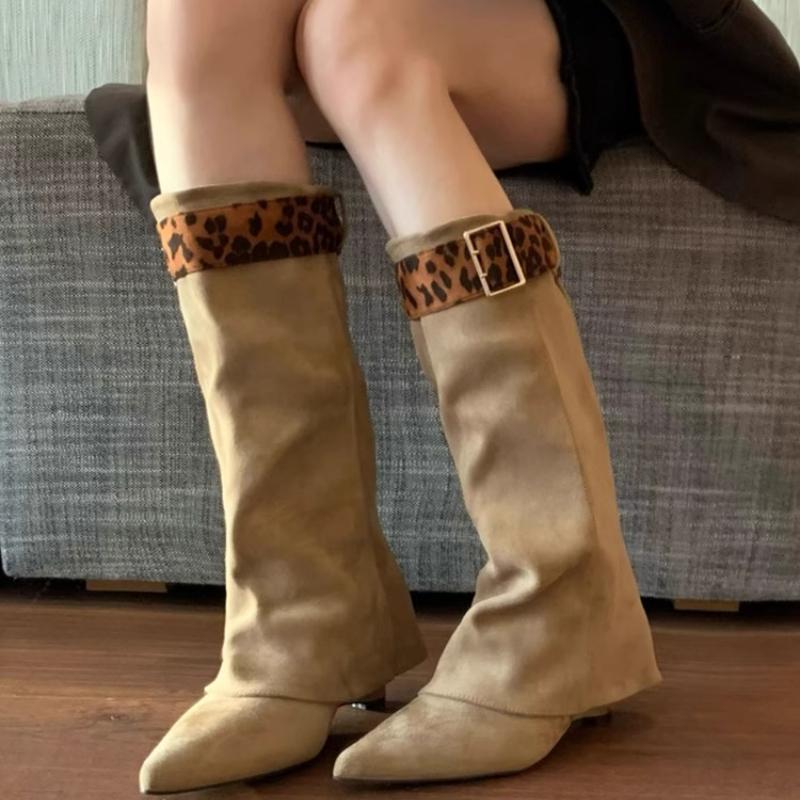 Women's Heeled Long Boots Pointed Toe Designer Elegant Winter New Shoes 2025 Fashion Suede Knee Boots Classical Cozy Zapatillas