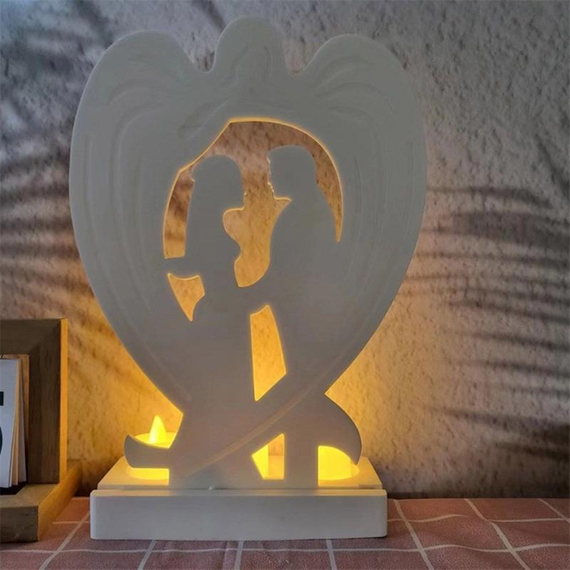 3D Candlestick Silicone Mold Couple Love Heart Candle Base Molds Gypsum Candle Holder Mould Home Decorations Moulds