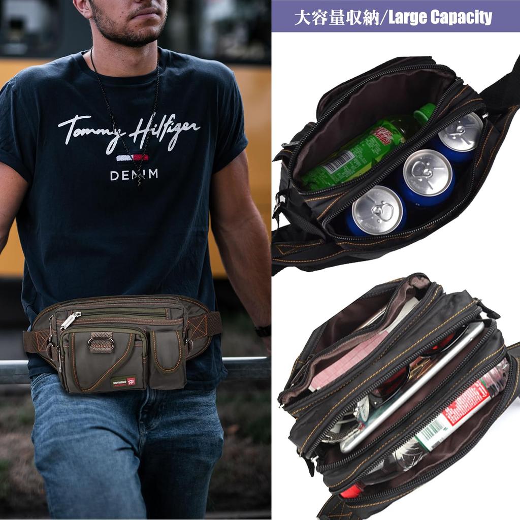 LEZARINO Waist Large for Men and Women Pouch, Multifunctional, Waterproof, Capacity, Unisex, (Black-2)