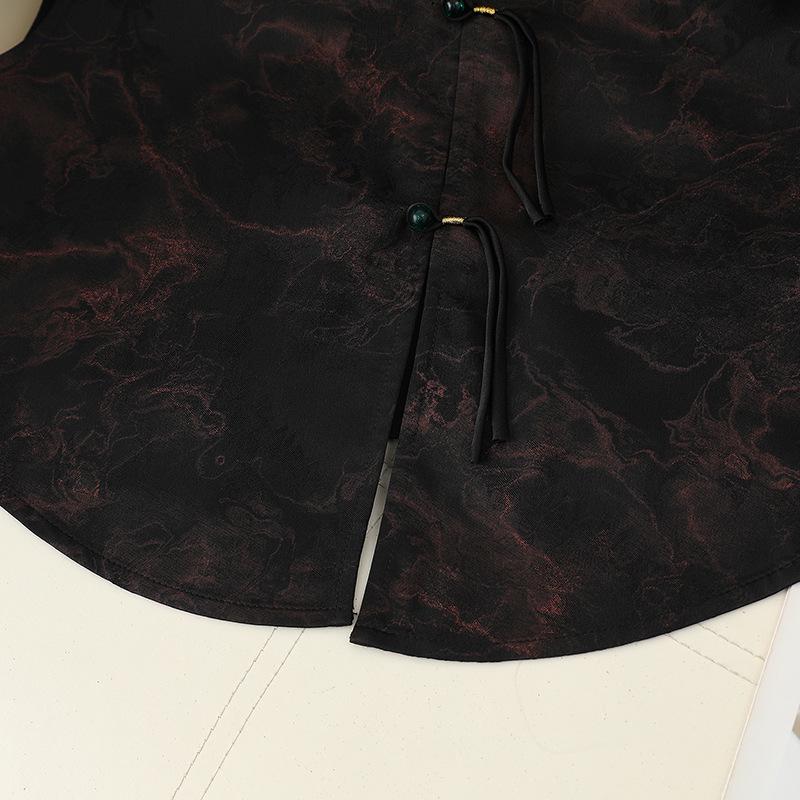 Vintage Chinese Style Short Vest with Jacquard Frog Buttons - Versatile Summer Shawl Outerwear