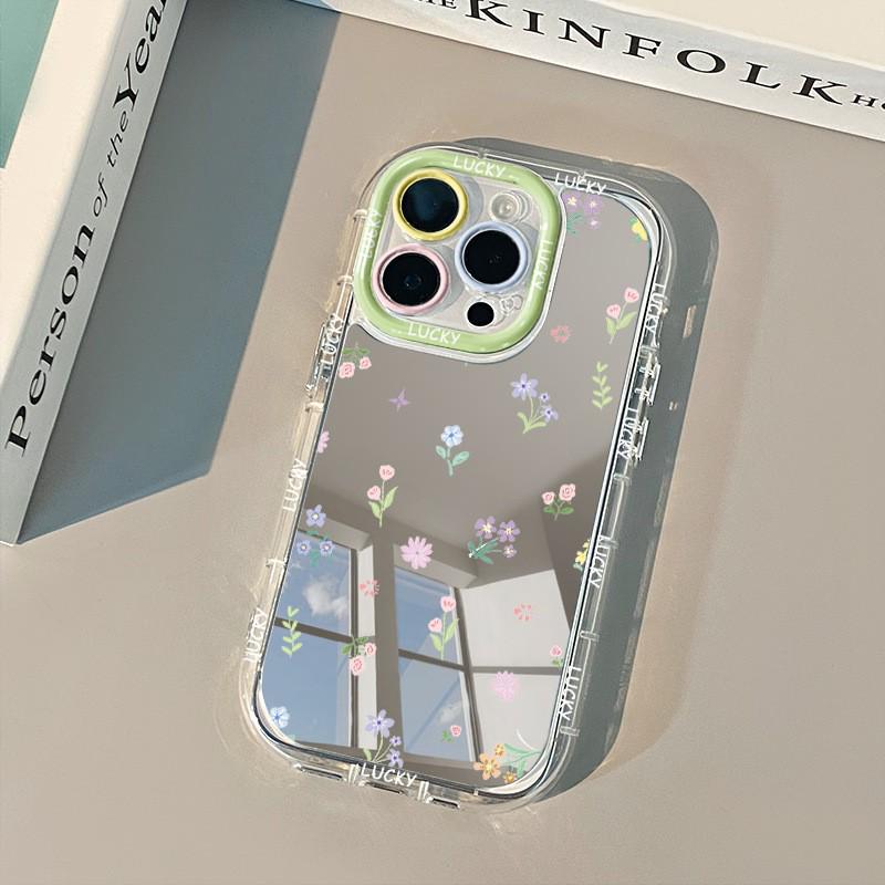 

iPhone 17/15 Pro Max/14/13 Case with Full Screen Floral Mirrored Design iPhone 15 Pro