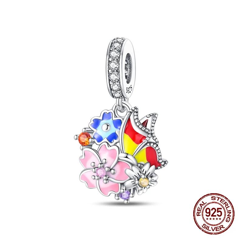 Spring Luminous Star Firefly Series Flowers Insect Animal Charms Beads Fitcopper Original Bracelets Women Fine Jewelry Gift