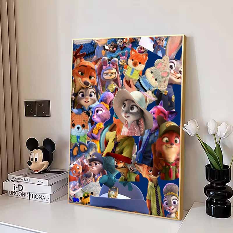 Disney 5D DIY Diamond Painting Zootopia Illustration Embroidery Mosaic Cross Stitch Home Decor Gifts  Crafts