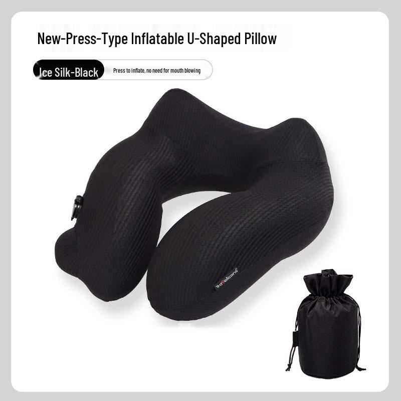 Customizable Inflatable U-Shaped Travel Pillow & Ice-Cool Back Cushion Inflatable U-shaped Pillow + Storage Bag чёрный