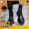 Men's Waterproof Black Leather Chelsea Boots – Winter, Non-Slip, High-Top, British Style.