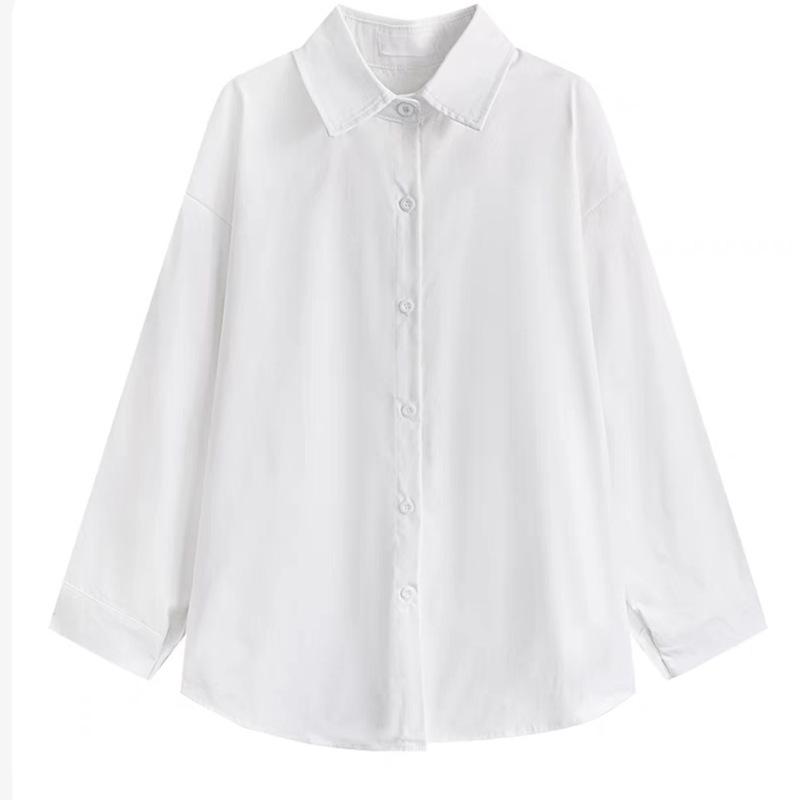 

Women s Long Sleeve Polo Collar Sun Protection Shirt - Boyfriend Style Loose Layering Top for Spring, Summer, and Autumn M (suggested for 90-105 jin) белый