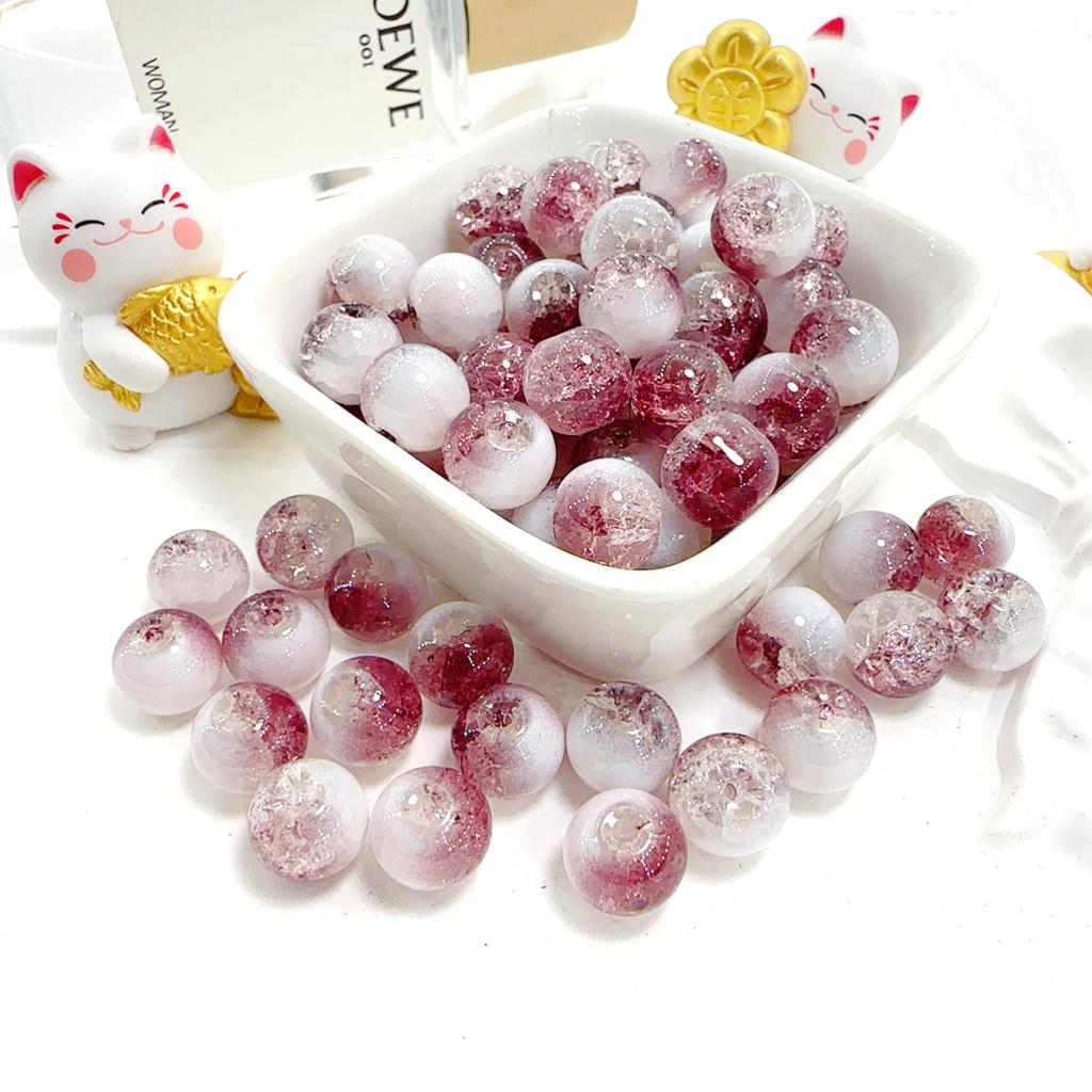 10mm Crackle Glass Round Beads, Loose Spacer Beads DIY Accessories for Bracelet Making 50pcs