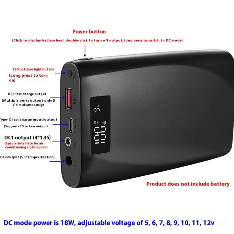 7Slot 18650 Battery Case Adjustable Voltage 7pcs 18650 Battery Holder Shell For Outdoor Camping Electronic Devices