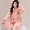 Winter Long Sleeve Thick Warm Flannel Pajama Sets for Women Coral Velvet Cardigan Sleepwear Suit Pyjamas Homewear Luxury Clothes