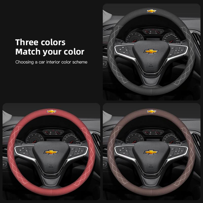 Suede Car Steering Wheel Cover Breathable Non Slip Accessories For Chevrolet Cruze Sonic Silverado Trax Camaro Captiva Equinox