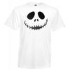 T-shirt Unisex Blanc 100% Coton Hommes Visage Souriant Squelette Vacances d'Halloween Film d'Animation Hauts Hommes