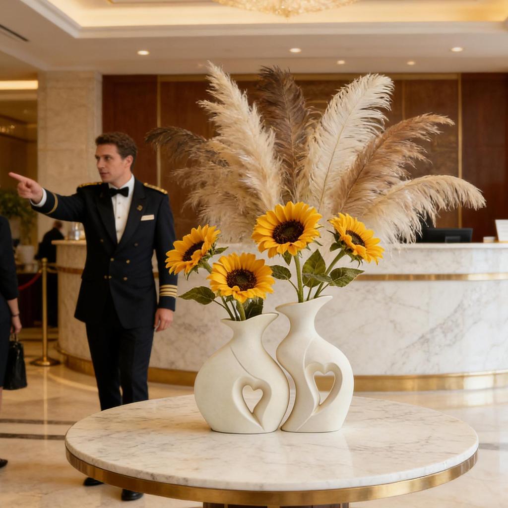 2 Pieces Heart Shaped Ceramic Vase Modern Vases Weddings Decorative Vase Home Decor For Bedroom Living Dining Room