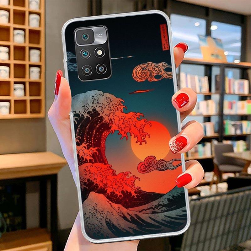 Japanese Style Wave Art Cover Phone Case For Xiaomi Poco F7 Ultra X7 X6 X5 Pro M7 Redmi 15C 15 13C 13 12C 12 10C 10 9A 9C 9T 9 S