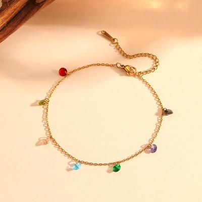 Trendy Colorful Diamond Pendant Bracelet Anklet - Colorfast Titanium Steel Hand Jewelry
