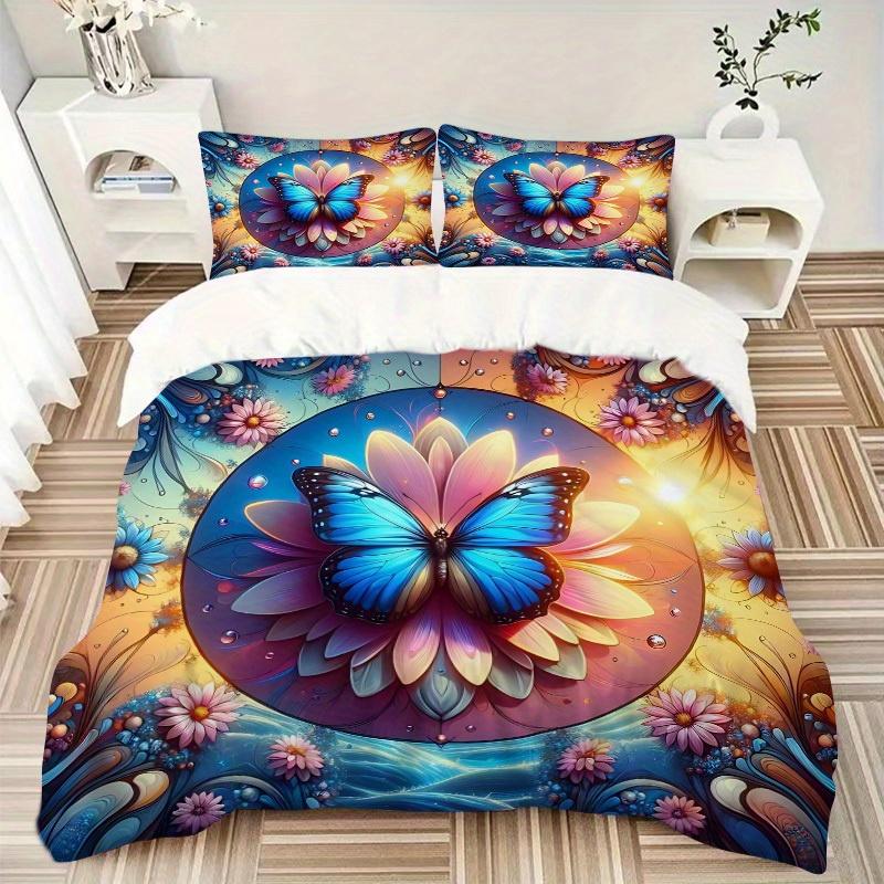 3pcs Butterfly Garden Soft and Comfortable Breathability, Bedding Set, Machine Washable, Suitable for All Seasons139