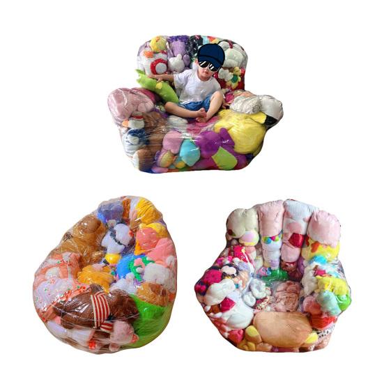 Oppbevaring av kosedyr Sittepose Trekk Vanntett Gjennomsiktig PVC Ekstra Stor Barn Plysjleke Oppbevaring Sofa Barnerom Soverom Dukker Organisering Sofa