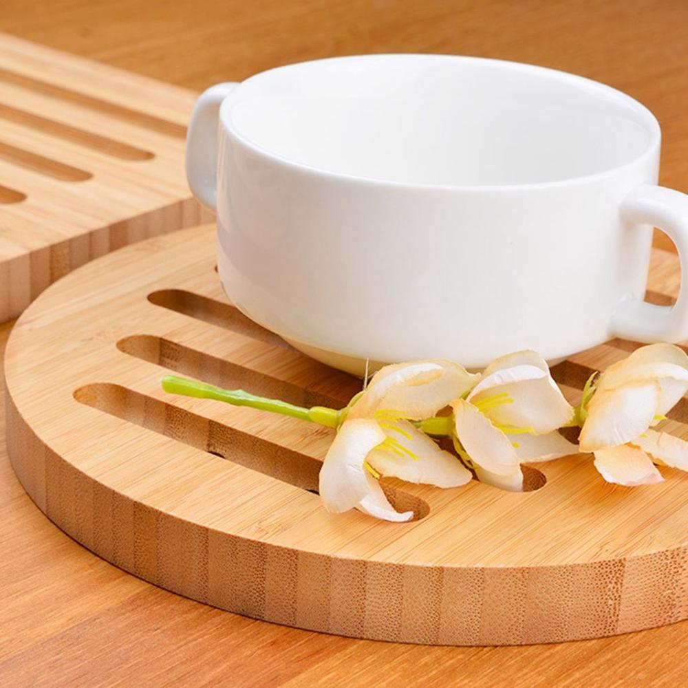 Hollow Eco-friendly Bamboo Natural Heat Resistant Dishes Holder Pot Trivet Pan Stand Insulation Mat