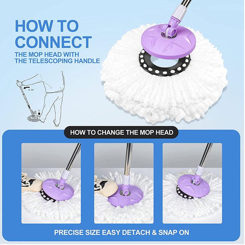 Universal Mop Head Refill 360°Rotating Mops Microfibers Round 16mm Mopping Head Clean Tool Home Floor Mop Cloth Accessories