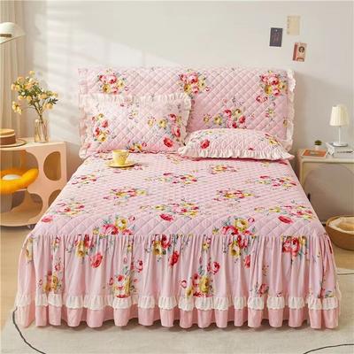 Fustă de pat Prințesă cu căptușeală groasă, antiderapantă, fustă de pat plată, cuvertură matlasată, moale, caldă, fustă de pat King Queen fără față de pernă