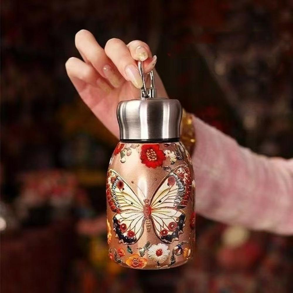 Double Wall Water Bottle 300ml Pocket Cup Cute Coffee Mug  Outdoor Travel Office